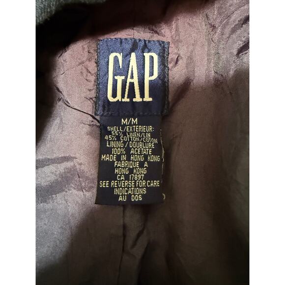 Vintage GAP Men's Blazer - Linen & Cotton Blend - Blue - Picture 2 of 7